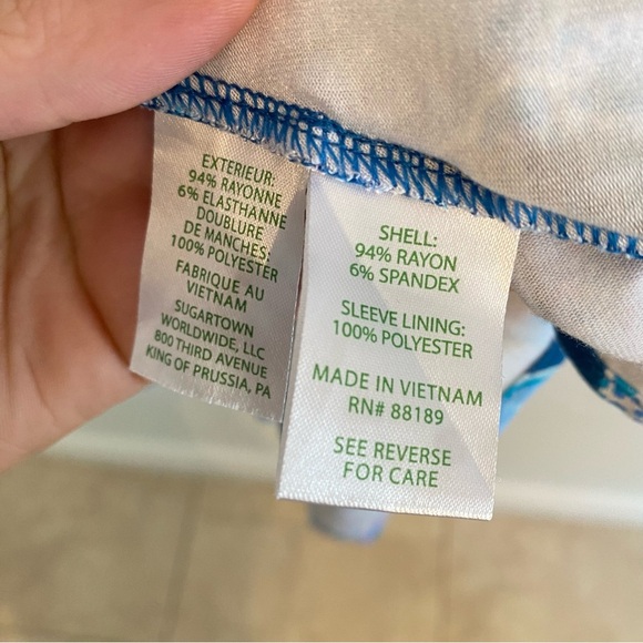 Lilly Pulitzer Kessler  Blue‎ Floral Dress wrap dress puff sleeve - Picture 7 of 7